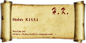 Hohn Kitti névjegykártya
